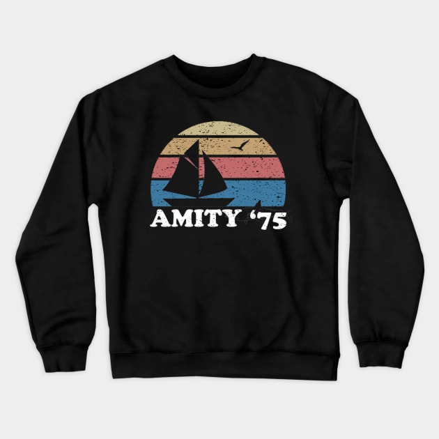 Amity Beach '75 - The Summer of Jaws Crewneck Sweatshirt by Contentarama